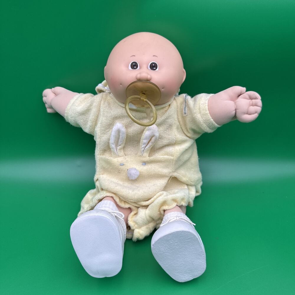 Cabbage Patch Kids Doll Pacifier Baby Bald Brown Eyes Xavier Roberts 1982 Vtg